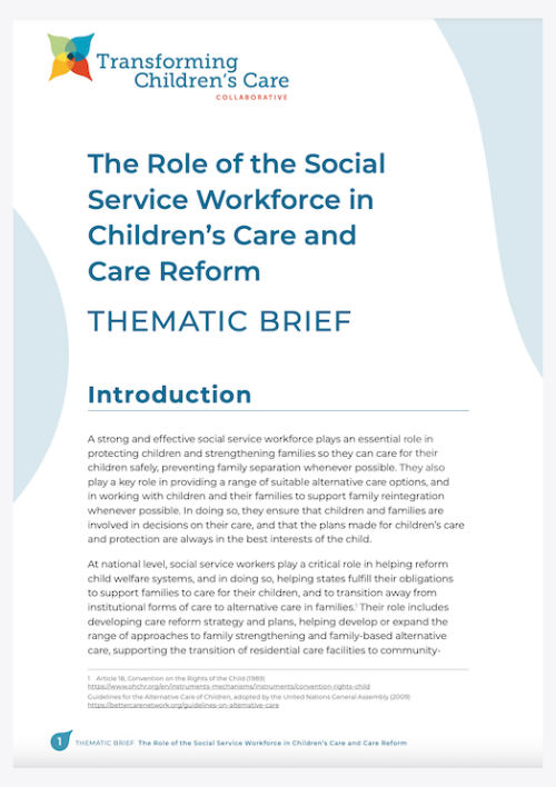 Thematic Brief: The Role of the Social Service Workforce in Children’s Care and Care Reform