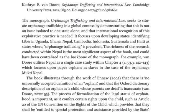 Orphanage Trafficking and International Law