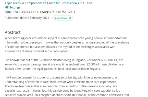 Educating the Educator – Teaching Around Care Experience