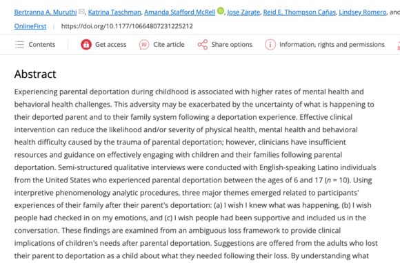 Things That Could Have Helped Me Cope: Adults Reflect on What They Needed as Children After the Deportation of a Parent