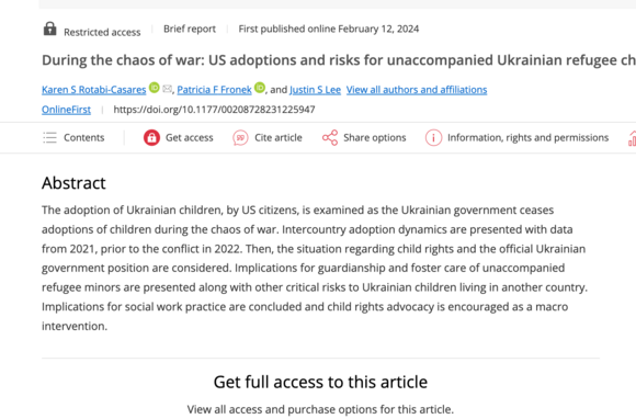 During the chaos of war: US adoptions and risks for unaccompanied Ukrainian refugee children
