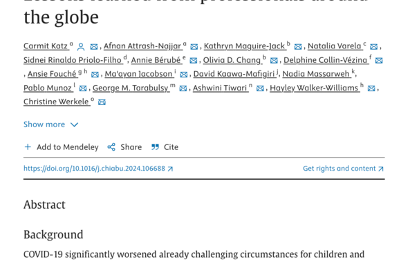 Experiences and responses of child protection professionals during COVID-19: Lessons learned from professionals around the globe