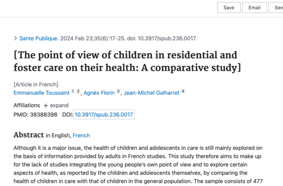 The point of view of children in residential and foster care on their health: A comparative study