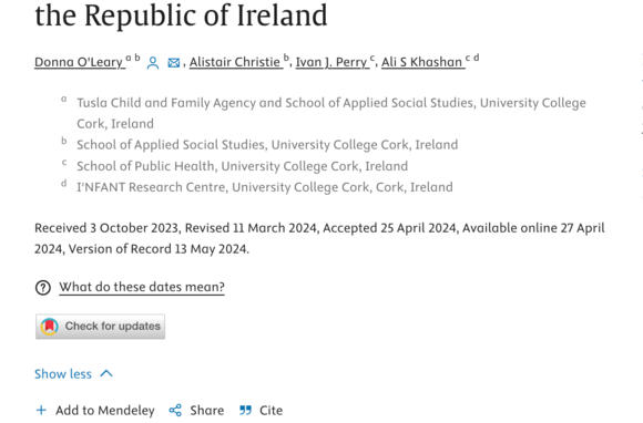 Determinants of receiving child protection and welfare services following initial assessment: A cross-sectional study from the Republic of Ireland
