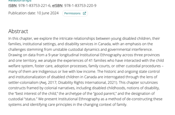 The Commodification of Care: Precarious Custodial Relationships, Disability, and Settler-Colonialism