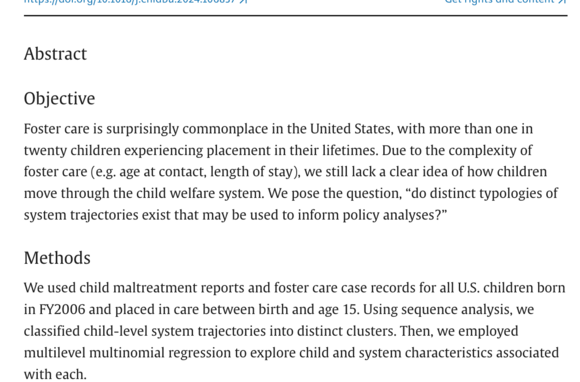Life-course trajectories of children through the U. S foster care system