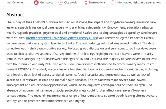 The Impact of COVID-19 on Care Leavers