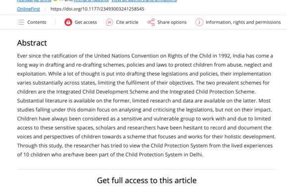 Lived Experiences of Children in the Child Protection System in New Delhi