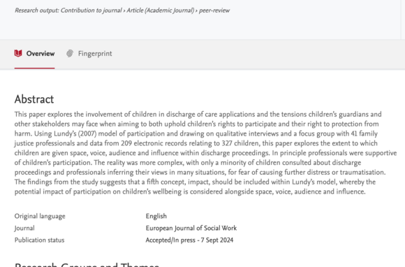 ‘Is it a positive or a negative?’ Children’s participation in discharge of care order proceedings