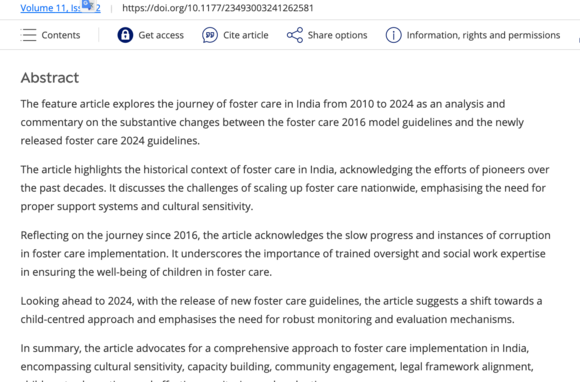 Foster Care in India from 2010 to 2024—Policy and Humanity Lens
