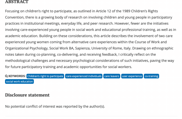 Children’s rights in action: involving care-experienced individuals in academic lessons