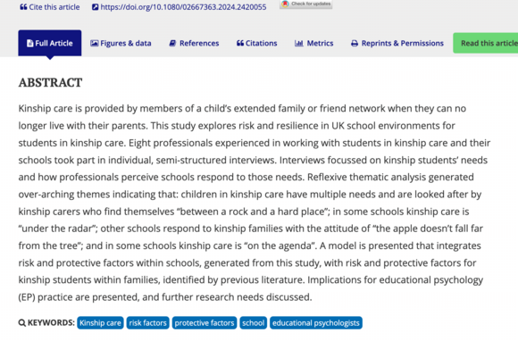 Exploring risk and resilience in school environments for students in kinship care