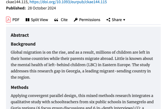Labour Migration And Mental Health Of Left-Behind Children In Georgia: A Mixed Methods Study 