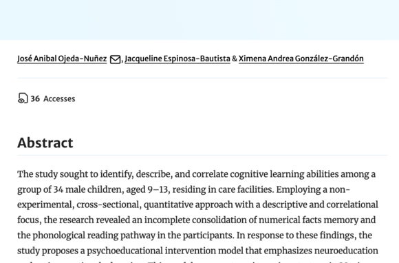 Cognitive Abilities in the Learning of Children in Residential Care: Toward the Development of Their Potential