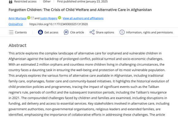 Forgotten Children: The Crisis of Child Welfare and Alternative Care in Afghanistan