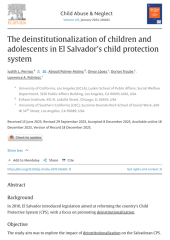 The deinstitutionalization of children and adolescents in El Salvador's child protection system