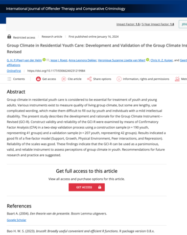 Group Climate in Residential Youth Care: Development and Validation of the Group Climate Instrument—Revised