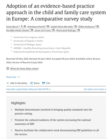 Adoption of an evidence-based practice approach in the child and family care system in Europe: A comparative survey study
