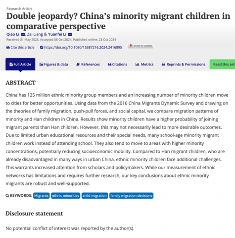 Double Jeopardy? China’s Minority Migrant Children In Comparative Perspective