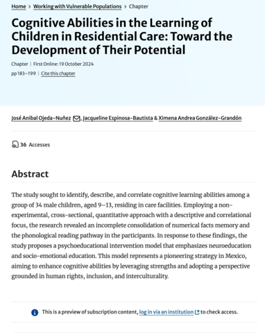 Cognitive Abilities in the Learning of Children in Residential Care: Toward the Development of Their Potential