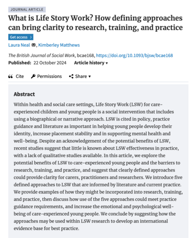 What Is Life Story Work? How Defining Approaches Can Bring Clarity To Research, Training, And Practice