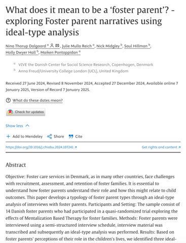 What Does It Mean To Be A ‘Foster Parent’? -Exploring Foster Parent Narratives Using Ideal-Type Analysis