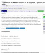  0 CrossRef citations to date 0 Altmetric Research Article Experiences of children waiting to be adopted: a qualitative study