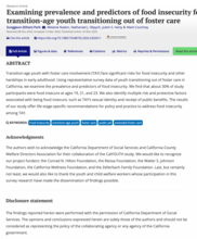 Examining prevalence and predictors of food insecurity for transition-age youth transitioning out of foster care