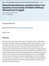 Deinstitutionalization and Alternative Care Systems: A Case Study of Children Without Parental Care in Egypt